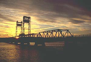 Sunset over bridge